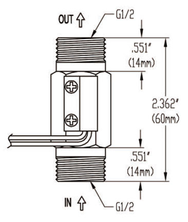 G1/2" Magnetic Water Flow Switch(图1) Dimensions of 1/2 inch Water Flow Switch