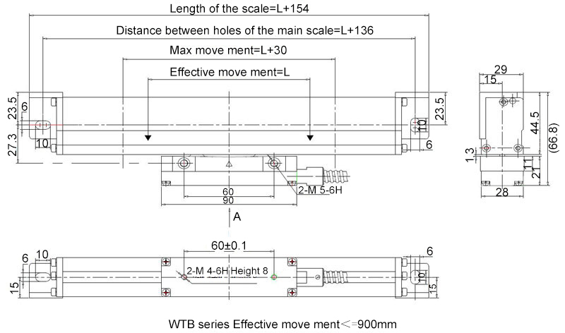 Linear Scale, 2000mm/80 inch, 3200mm/126 inch Stroke, 5 Micron(图1) linear scale WTB dimension