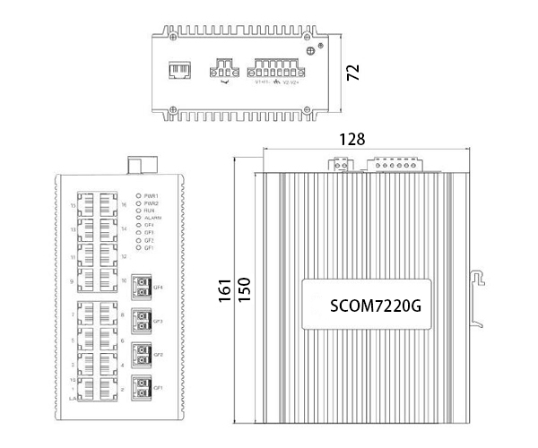 20 Port Full Gigabit Managed Industrial Switch(图1) 20 port full gigabit managed industrial switch dimension