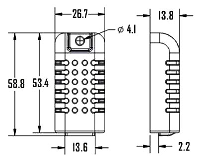 Humidity Sensor, Capacitive, Analog Output 0-3V(图1) Capacitive humidity sensor analog output 0-3V dimension