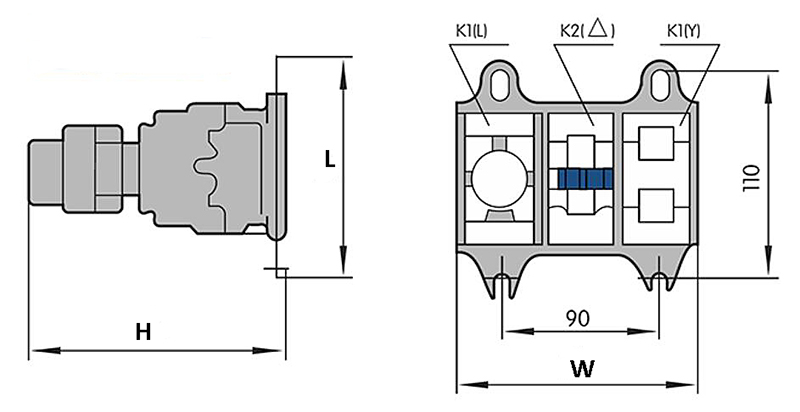 25A Star Delta Starter, 11kW/ 18.5kW, 220V/ 380V AC(图1) 9-32 amp star delta starter dimension