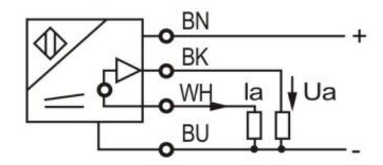 Analog Output Proximity Sensor, Inductive, M12 Connector/ 2m PVC Cable(图4) Wiring diagram of proximity sensor of LR18X voltage current output