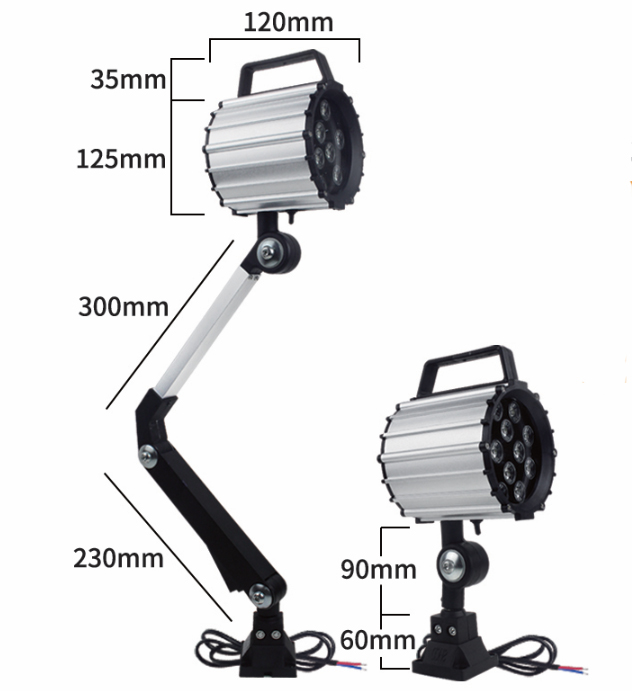 LED Machine Light, 7W-24W(图1) Dimension of machine tool lighting of 40F
