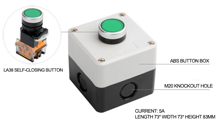 Push Button Switch, 1 NC/1 NO, 22 mm(图1) Push button switch 1 NC 1 NO structure