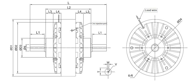 Magnetic Particle Clutch, Double Shaft, 3Nm-400Nm(图1) Magnetic particle clutch dimension