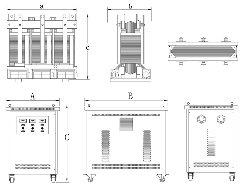 100 kVA Isolation Transformer, Step up/Step down 208V with 400V(图3) 60kVA 100kVA isolation transformer dimension