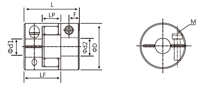 Flexible Jaw Coupling, 25 x 34mm(图1) Jaw coupling dimension