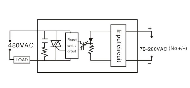 Solid state relay SSR-120AA, 120A 70-280V AC to AC(图2) Single Phase AC to AC SSR Wiring