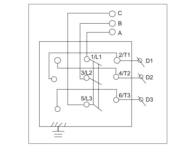 3 Phase Forward Reverse Switch, 15A/ 30A(图2) Wiring diagram of forward reverse switch