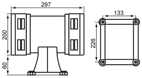 Motor Alarm, 130dB, AC 110V/220V(图1) Motor alarm 130dB AC 110V/ AC 220V two-way dimension