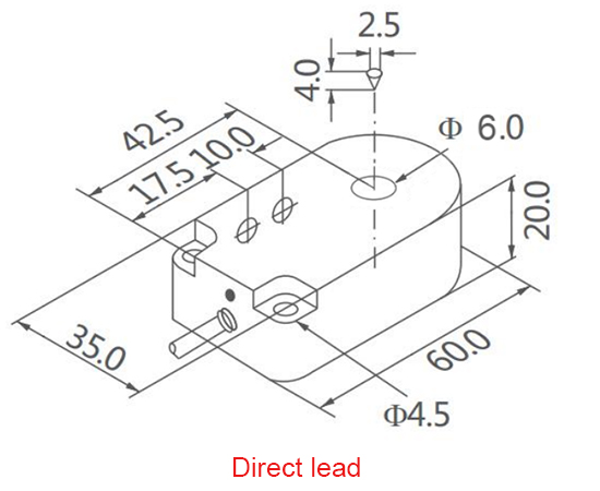 Inductive Proximity Sensor, Ring Type, 6mm, NPN(图1) Dimension of 6mm ring type proximity sensor of direct lead wire