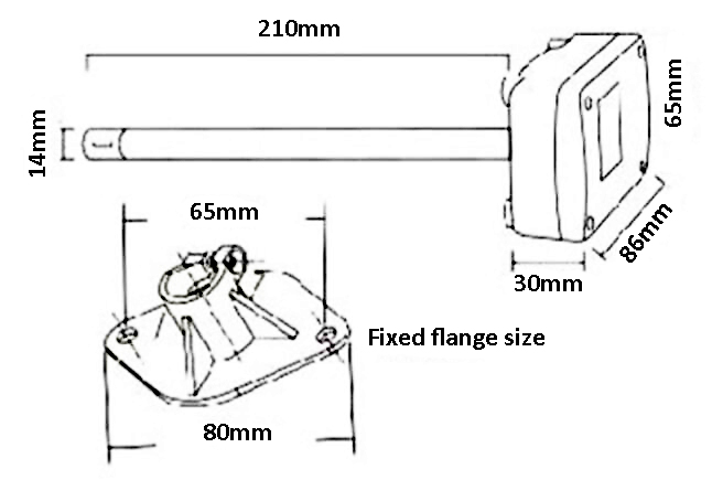Wind Speed Anemometer, 0~30 m/s, Duct Mounted(图1) Dimension of wind speed anemometer