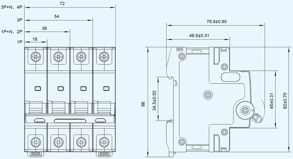 50 amp 3 pole Miniature Circuit Breaker(图1) 50 amp 3 pole Miniature Circuit Breaker Dimensions