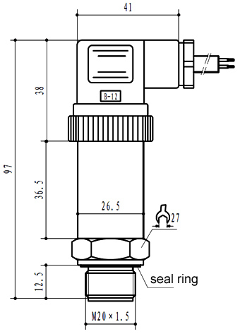 Diaphragm Pressure Sensor for Water/Viscous Liquid(图1) Diaphragm pressure sensor dimensional drawing