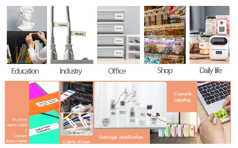 Portable Thermal Label Printer, Wireless Bluetooth(图2) Mini Label Maker Applications