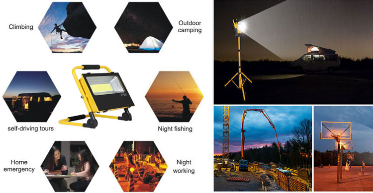 50W Portable Rechargeable LED Solar Work Light(图2) Portable rechargeable flood solar light applications