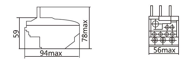 32~35 Amp Thermal Overload Relay, 220V, 3-Phase(图1) Dimension diagram of 32~35 Amp Thermal Overload Relay, 220V, 3-Phase