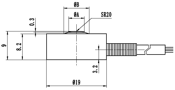 Micro Load Cell, Button type, 5kg/100kg/200kg/300kg/500kg/1000kg(图1) Micro load cell button type 5kg/100kg/200kg/300kg/500kg/1000kg dimension