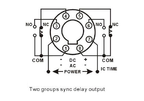 Digital Timer Relay, 8 Pin, 12V/24V/220V(图6) Mode 4 Time Delay Relay Connection