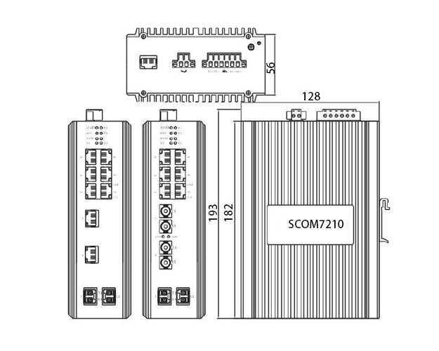 10 Port Gigabit Managed Industrial Switch, Din Rail(图1) 10 port gigabit managed industrial ethernet switch dimension