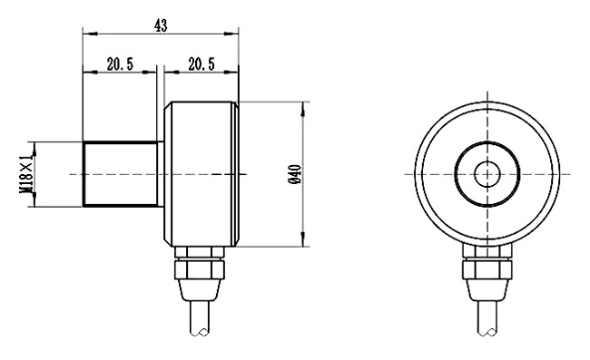 Infrared Temperature Sensor, Non-Contact, 4-20mA/ RS485 Output(图1) Dimensions of non-contact infrared temperature sensor