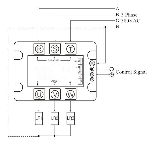 3 Phase 4 Wires SCR Power Controller, 6/9/12/24kW(图1) Wiring Diagram of 3 Phase 4-Wire SCR Power Controller