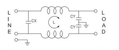 1A EMI Power Line Filter, 1 Phase(图3) 1A-6A 1-phase EMI line filter electrical schematic