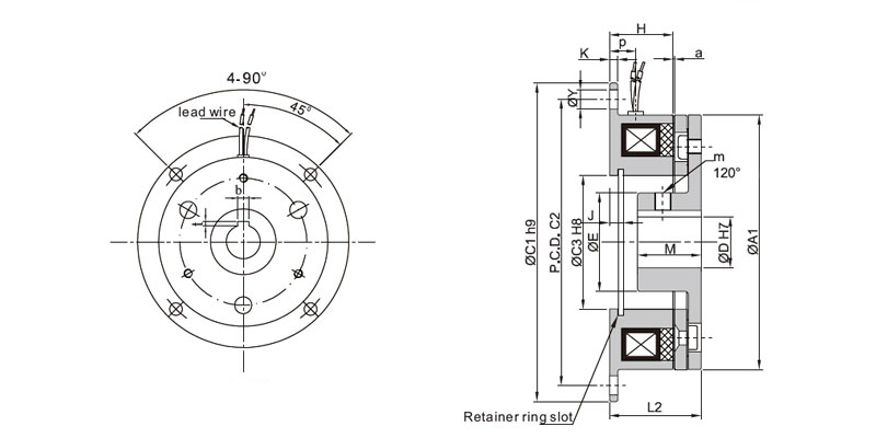 Electromagnetic Brake, DC 24V, 15Nm/200Nm(图1) 24V electromagnetic brake dimensions