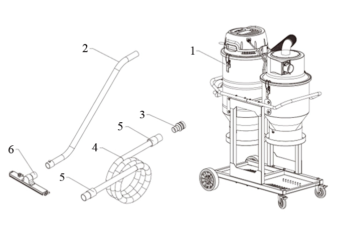 Double Dust Canister Industrial Vacuum Cleaner(图1) Accessories Diagram of Double Dust Canister Industrial Vacuum Cleaner
