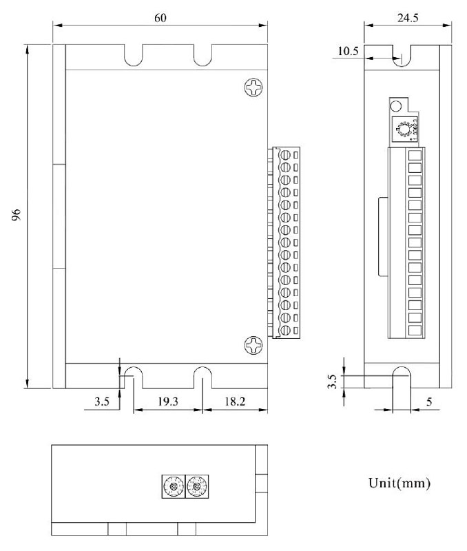 Brushless DC Motor Controller, 12V ~ 30V(图1) Dimensions of BLDC Motor Controller 12V ~ 30V