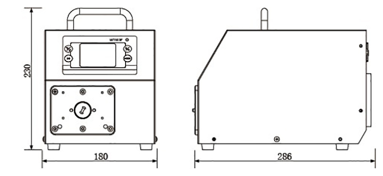 1300 GPD Peristaltic Dosing Pump(图2) Driver Dimensions Drawing of 1300 GPD Peristaltic Dosing Pump