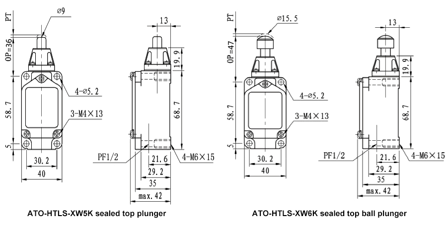 High Temperature Limit Switch with Top Plunger(图1) High temperature limit switch with top plunger dimension