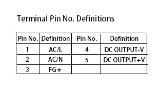 5V DC 10A 50W Switching Power Supply(图2) SMPS terminal pin number definitions