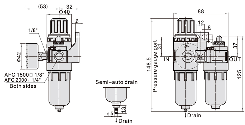 1/8” NPT Air Filter with Regular Trap(图3) air filter with regular trap
