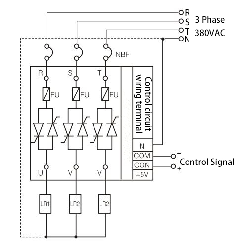 4-Wire 3-Phase SCR Power Regulator(图1) Wiring Diagram of 4-Wire 3-Phase SCR Power Regulator