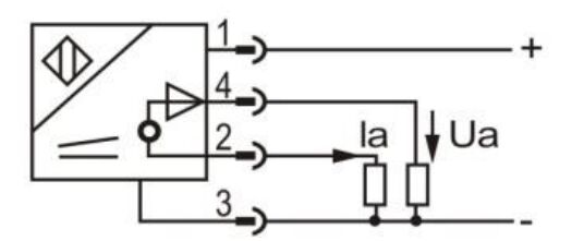 Analog Output Proximity Sensor, Inductive, M12 Connector/ Terminal Connection(图3) Wiring diagram of proximity sensor of LE40XZ voltage current output