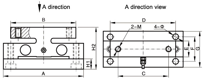 Shear Beam Load Cell, 1 ton/2 ton/5 ton/10 ton/20 ton to 30 ton(图1) Shear beam load cell 1 ton to 30 ton dimensional drawing