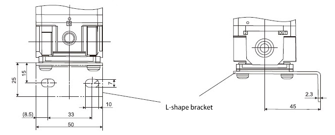 -1.3~80 kPa 1/4 inch Proportional Pressure Regulator(图2) Dimensions of -1.3~80 kPa 1/4 inch Proportional Pressure Regulator with L-shape bracket