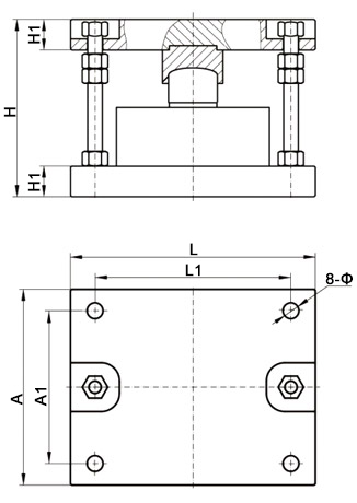 Tension/Compression Load Cell, Low Profile, 500kg/30 ton to 100 ton(图3) Compression load cell module dimension
