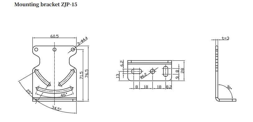 Laser Distance Sensor, 30-100mm(图2) Accessory dimension of laser distance sensor