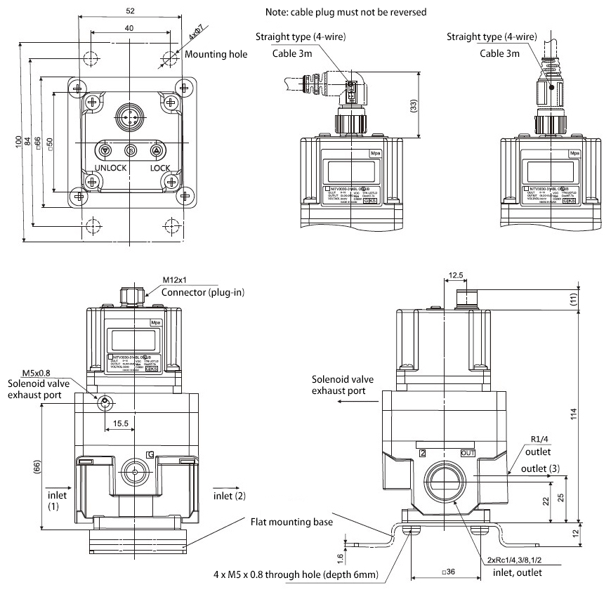 50~9000 mbar 1/2 inch Proportional Pressure Regulator(图1) Dimensions of 50~9000 mbar 1/2 inch Proportional Pressure Regulator with Flat Bracket