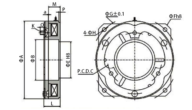 Electromagnetic Brake, DC 24V, 50Nm/400Nm(图1) High torque electromagnetic brake dimension
