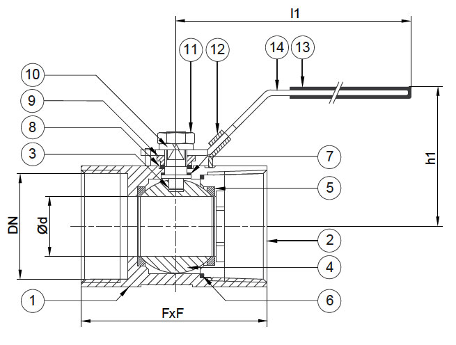 1 Piece Ball Valve, 3/8 Inch(图1) Ball valve dimension