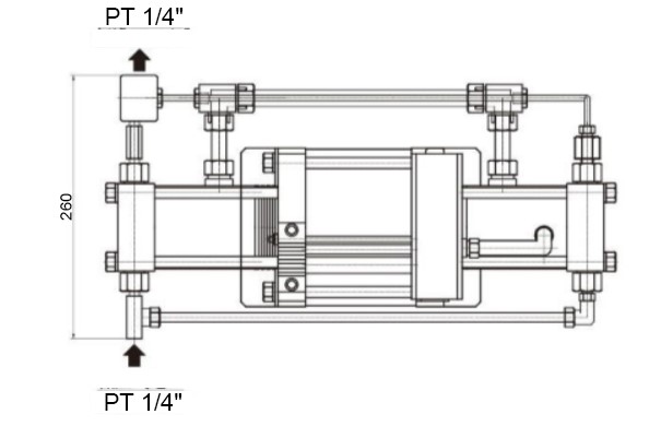 15:1 Air Pressure Booster, 5-120 bar (72-1740 psi)(图3) 2Dimension of air pressure booster