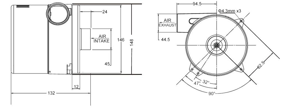 1200W Industrial Air Blower, Variable Speed, 110V/220V(图1) 600W air blower 105 CFM dimensions