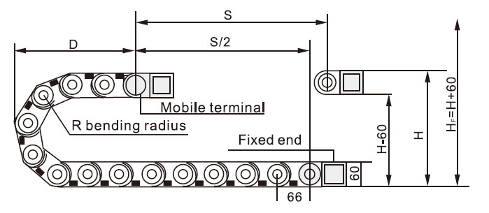 Cable Drag Chain, 40 x 60mm(图1) Drag chain 40 x 60mm dimension