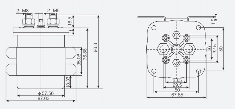 500A DC Contactor, single pole, 12V/24V/48V(图1) dc contactor 500a dimension