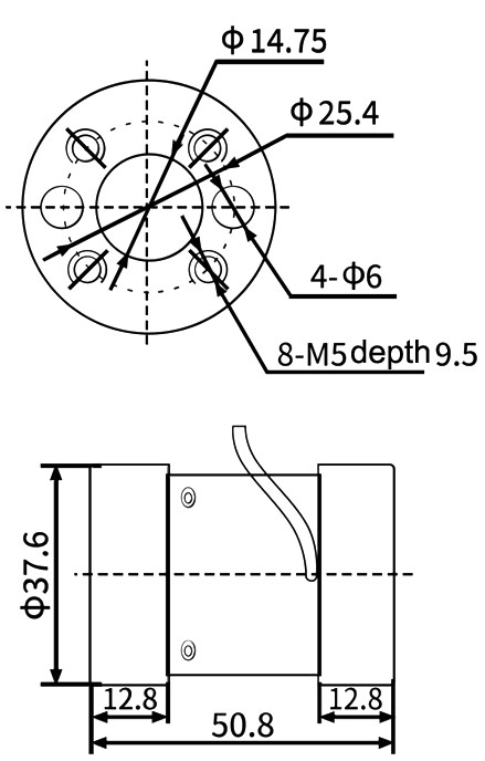 Micro Reaction Torque Sensor for Static Torque, 0.5-150 Nm(图1) Micro reaction torque sensor 0.5Nm to 150Nm dimension