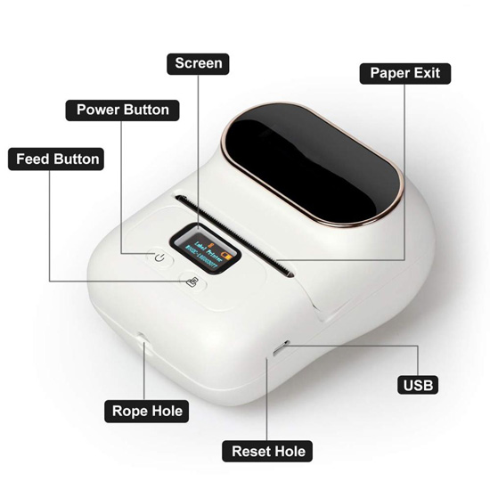 Portable Thermal Label Printer, Wireless Bluetooth(图1) Thermal Label Printer Details