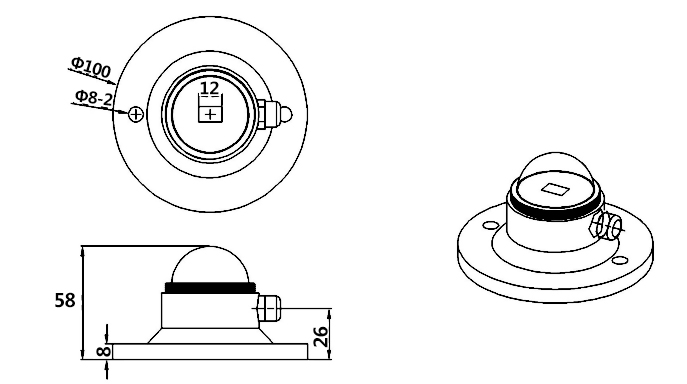 Solar Radiation Sensor, 300-1100nm(图1) Solar radiation sensor dimension
